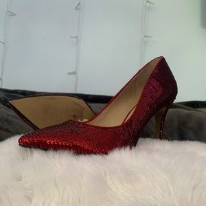 Ruby Red Sequin Heels